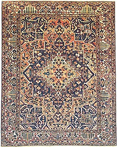 Bakhtiar Blue Hand Knotted 9'11" X 12'6"  Area Rug 100-14706