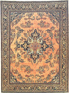 Hamedan Orange Hand Knotted 10'3" X 13'10"  Area Rug 100-14710