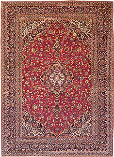 Persian Kashan Red Rectangle 10x13 ft Wool Carpet 14714