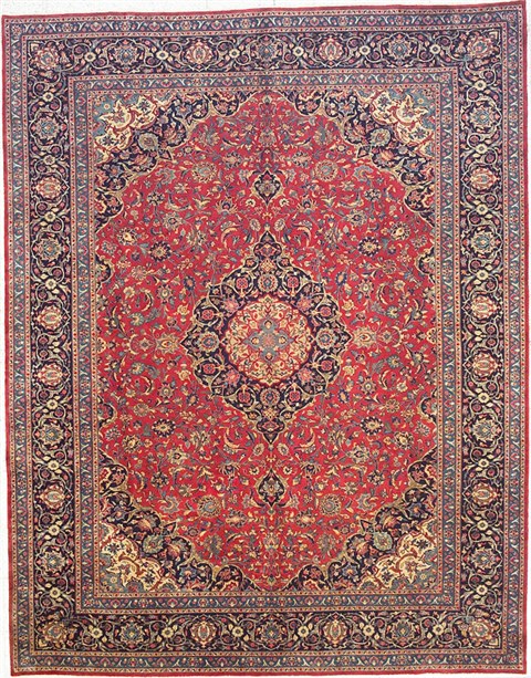 Kashan Blue Hand Knotted 98 X 124 Area Rug 100-14727 Image 0