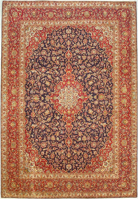 Persian Kashan Red Rectangle 10x14 ft Wool Carpet 14790 | SKU 14790