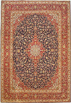 Kashan Red Hand Knotted 9'11" X 14'6"  Area Rug 100-14790