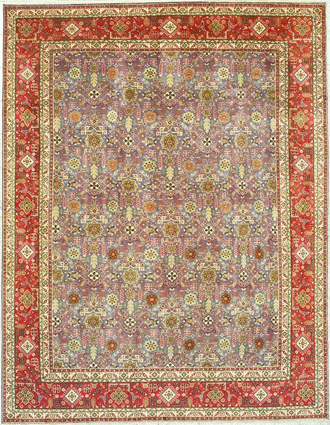 Tabriz Grey Hand Knotted 99 X 127 Area Rug 100-14796 Image 0