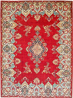 Persian sarouk Green Rectangle 10x13 ft Wool Carpet 14797