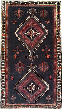 Koliai Black Hand Knotted 4'7" X 8'1"  Area Rug 100-14816