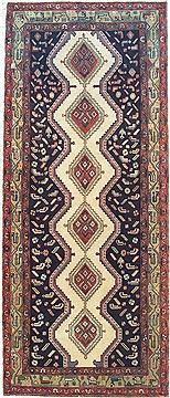 Hamedan Blue Runner Hand Knotted 3'6" X 8'3"  Area Rug 100-14819