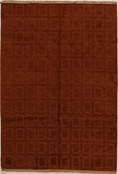 Indian Indo-Nepal Brown Rectangle 6x9 ft Wool Carpet 14917