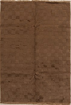 Indo-Nepal Beige Hand Knotted 6'0" X 8'9"  Area Rug 100-14920