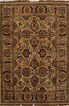 Jaipur Beige Hand Knotted 6'1" X 9'0"  Area Rug 100-14927