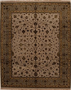 Indian Jaipur Beige Rectangle 8x10 ft Wool Carpet 14930