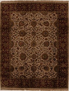 Indian Jaipur Beige Rectangle 8x10 ft Wool Carpet 14934