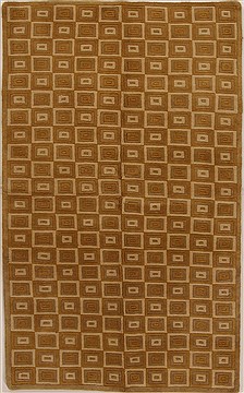 Indian Indo-Nepal Brown Rectangle 5x8 ft Wool Carpet 14941