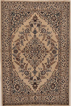 Persian Nain Beige Rectangle 4x6 ft Wool Carpet 14958