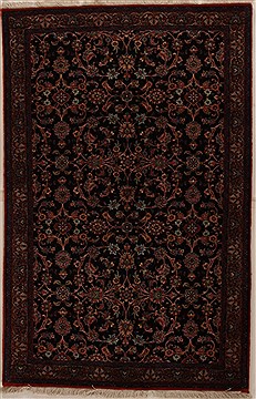 Persian Bidjar Black Rectangle 4x6 ft Wool Carpet 14962