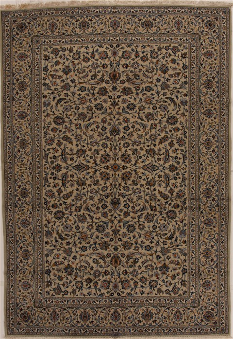 Kashan Beige Hand Knotted 80 X 108 Area Rug 100-14969 Image 0