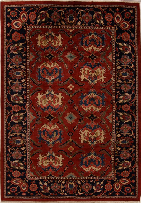 Moshk Abad Red Hand Knotted 111 X 157  Area Rug 100-14984 Image 0