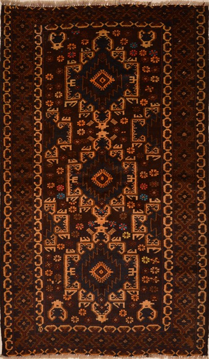 Baluch Brown Hand Knotted 37 X 62 Area Rug 100-14993 Image 0