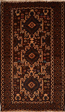 Afghan Baluch Brown Rectangle 4x6 ft Wool Carpet 14993