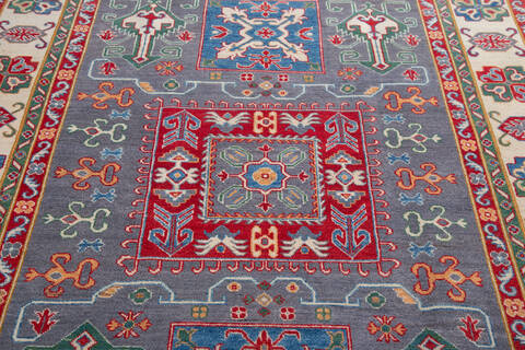 Kazak Grey Hand Knotted 66 X 910 Area Rug 700-140003 Image 3