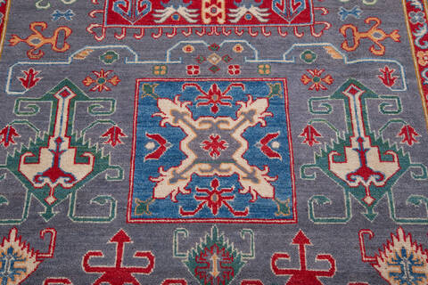 Kazak Grey Hand Knotted 66 X 910 Area Rug 700-140003 Image 4