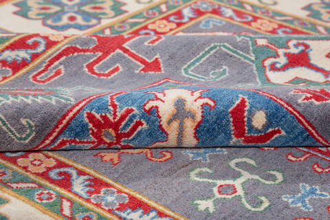 Kazak Grey Hand Knotted 66 X 910 Area Rug 700-140003 Image 6
