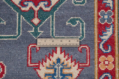Kazak Grey Hand Knotted 66 X 910 Area Rug 700-140003 Image 7