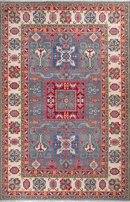 Kazak Grey Hand Knotted 66 X 910 Area Rug 700-140003 Image 0