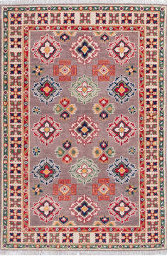 Kazak Purple Hand Knotted 3'4" X 4'11"  Area Rug 700-140004