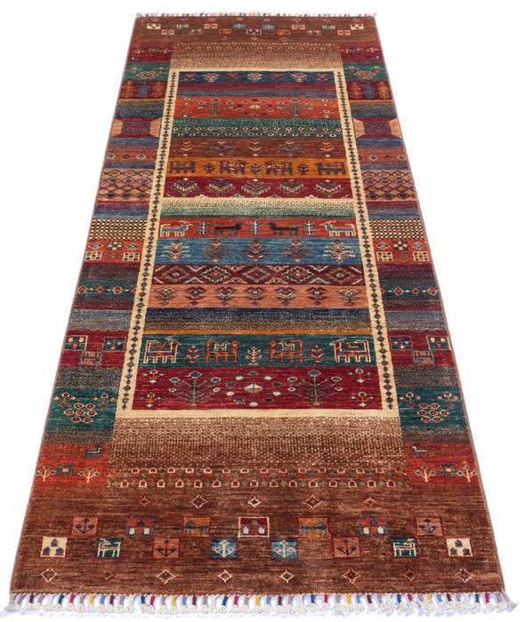 Chobi Multicolor Runner Hand Knotted 29 X 711 Area Rug 700-140007 Image 1