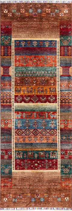 Chobi Multicolor Runner Hand Knotted 29 X 711 Area Rug 700-140007 Image 0
