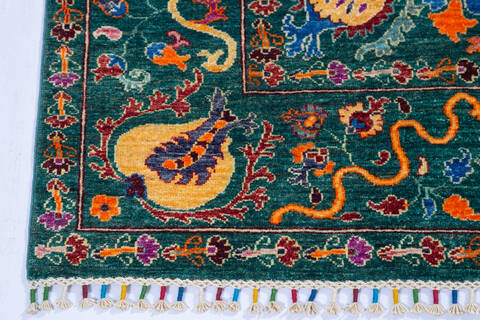 Chobi Green Hand Knotted 50 X 64 Area Rug 700-140011 Image 4