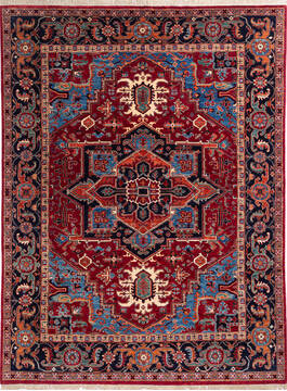 Afghan Chobi Red Rectangle 8x11 ft Wool Carpet 140014