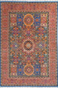 Chobi Blue Hand Knotted 6'8" X 9'10"  Area Rug 700-140016