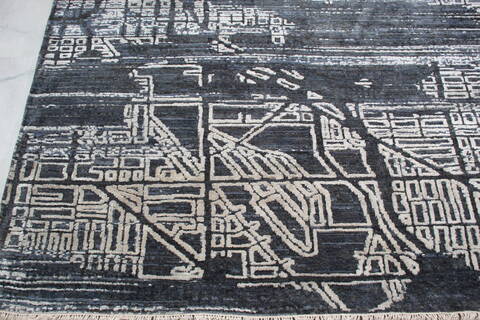 Modern-Contemporary Grey Hand Knotted 710 X 101 Area Rug 905-140017 Image 2