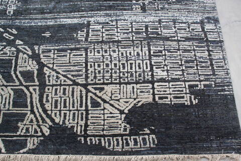 Modern-Contemporary Grey Hand Knotted 710 X 101 Area Rug 905-140017 Image 3