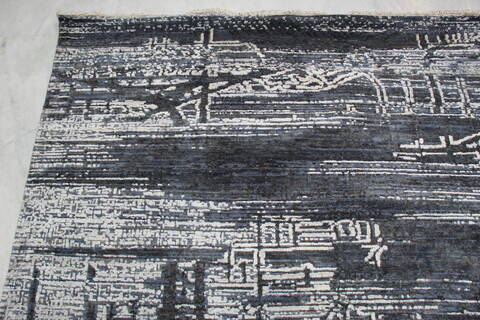 Modern-Contemporary Grey Hand Knotted 710 X 101 Area Rug 905-140017 Image 5