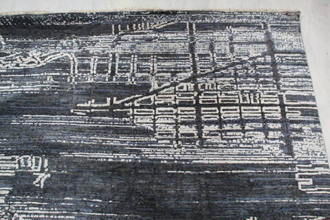 Modern-Contemporary Grey Hand Knotted 710 X 101 Area Rug 905-140017 Image 6