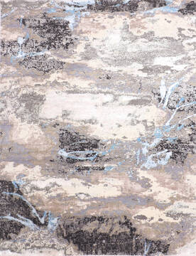 Indian Jaipur Grey Rectangle 8x10 ft Wool and Viscose Carpet 140025