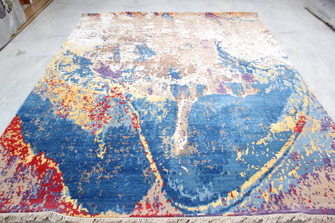 Jaipur Blue Hand Knotted 81 X 101 Area Rug 905-140037 Image 1