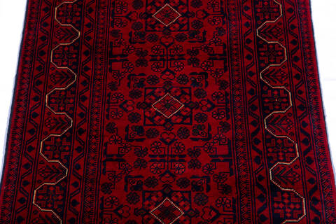 Khan Mohammadi Red Runner Hand Knotted 28 X 97 Area Rug 700-140041 Image 3