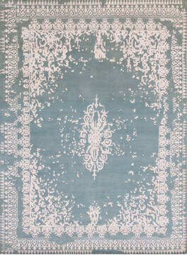 Kerman Blue Hand Knotted 8'0" X 10'0"  Area Rug 902-140043