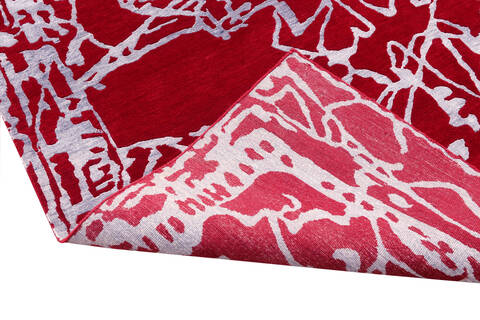 Modern-Contemporary Red Hand Knotted 80 X 100 Area Rug 902-140044 Image 3
