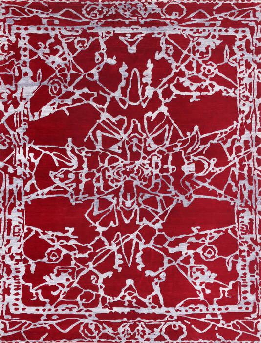 Modern-Contemporary Red Hand Knotted 80 X 100 Area Rug 902-140044 Image 0