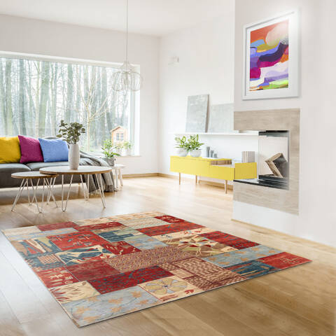 Modern-Contemporary Multicolor Hand Knotted 80 X 100 Area Rug 902-140049 Image 4