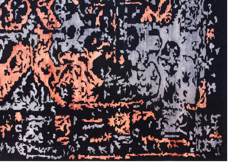 Modern-Contemporary Black Hand Knotted 90 X 120 Area Rug 902-140050 Image 1