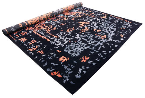 Modern-Contemporary Black Hand Knotted 90 X 120 Area Rug 902-140050 Image 2