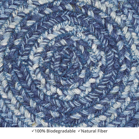 Homespice Jute Braided Accessories Blue Round 08 X 08 Area Rug 593689 816-140132 Image 1