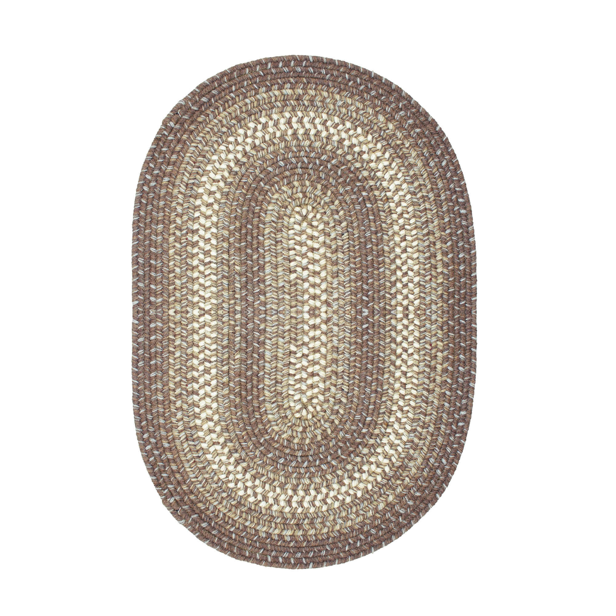 Homespice Wool Braided Rug Brown Oval 3x5 ft Wool Carpet 140194 SKU