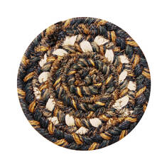 Homespice Jute Braided Accessories Black Round 0'4" X 0'4" Area Rug 590213 816-140204