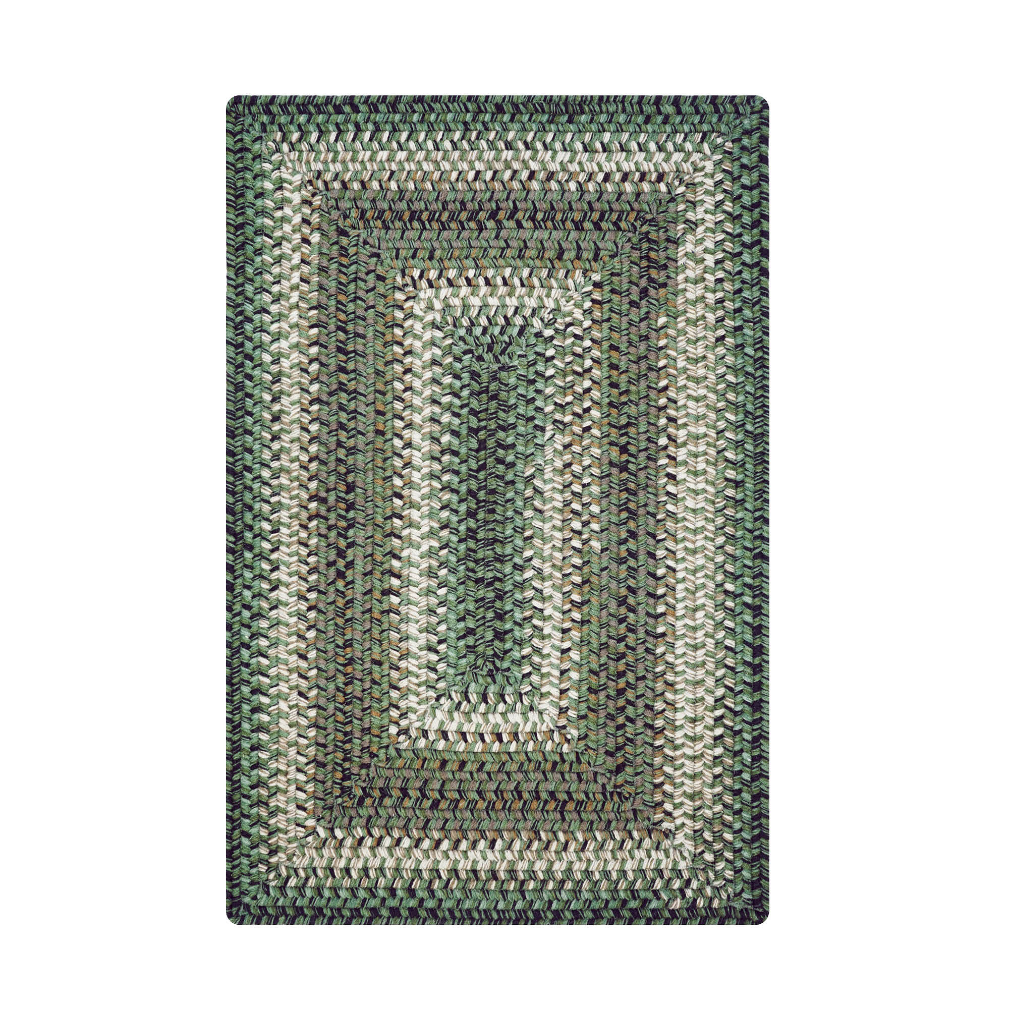 Homespice Wool Braided Rug Green Rectangle 2x4 ft Wool Carpet 140242